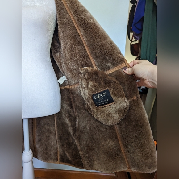 Aston New York Leather Suede Shearling Jacket - Picture 8 of 10